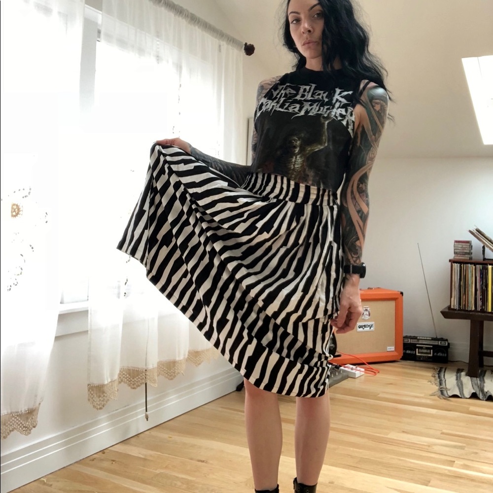 Vintage Black and White Striped Skirt